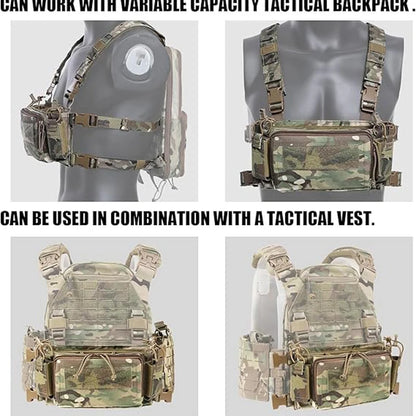 VOTAGOO Tactical Chest Rig with Triple 5.56/7.62 Mag Pouch X-Harness Adjustable Detachable for Shooting Hunting