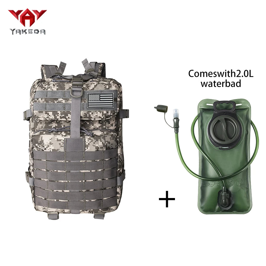 YAKEDA 45L large capacity backpack with 2L water bag MOLLE expansion system outdoor hiking backpack