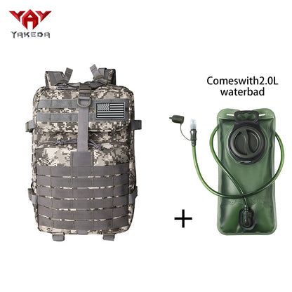YAKEDA 45L large capacity backpack with 2L water bag MOLLE expansion system outdoor hiking backpack