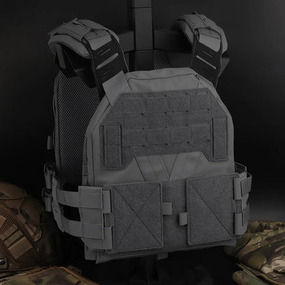 Wosport KZ Tactical Plate Carrier Vest Quick Release Cummerbund G Buckle Adjustable Shoulder Straps for Tactical Airsoft Games