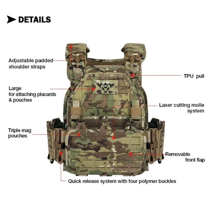 YAKEDA Tactical Vest 6094 Fast detachable light laser cut outdoor hunting black gear carry vest of high quality 1000D nylon