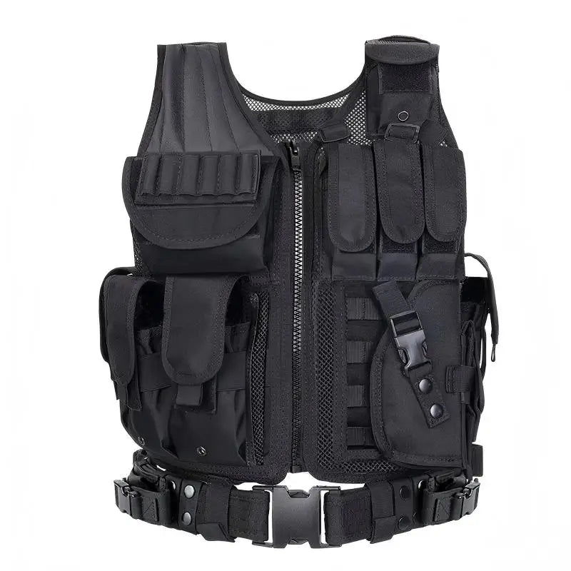 Tactical MOLLE Vest 1000D Breathable Adjustable Multi Pocket Gear Carrier for Cycling Airsoft Hunting Outdoor Training