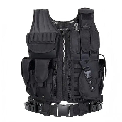 Tactical MOLLE Vest 1000D Breathable Adjustable Multi Pocket Gear Carrier for Cycling Airsoft Hunting Outdoor Training