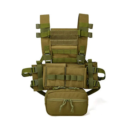 Men's Multicam Hunting MK3 Tactical Chest Rig Harness Modular Lightweight Military Airsoft Vest w/ 5.56 Mag Pouch Pantiball Gear