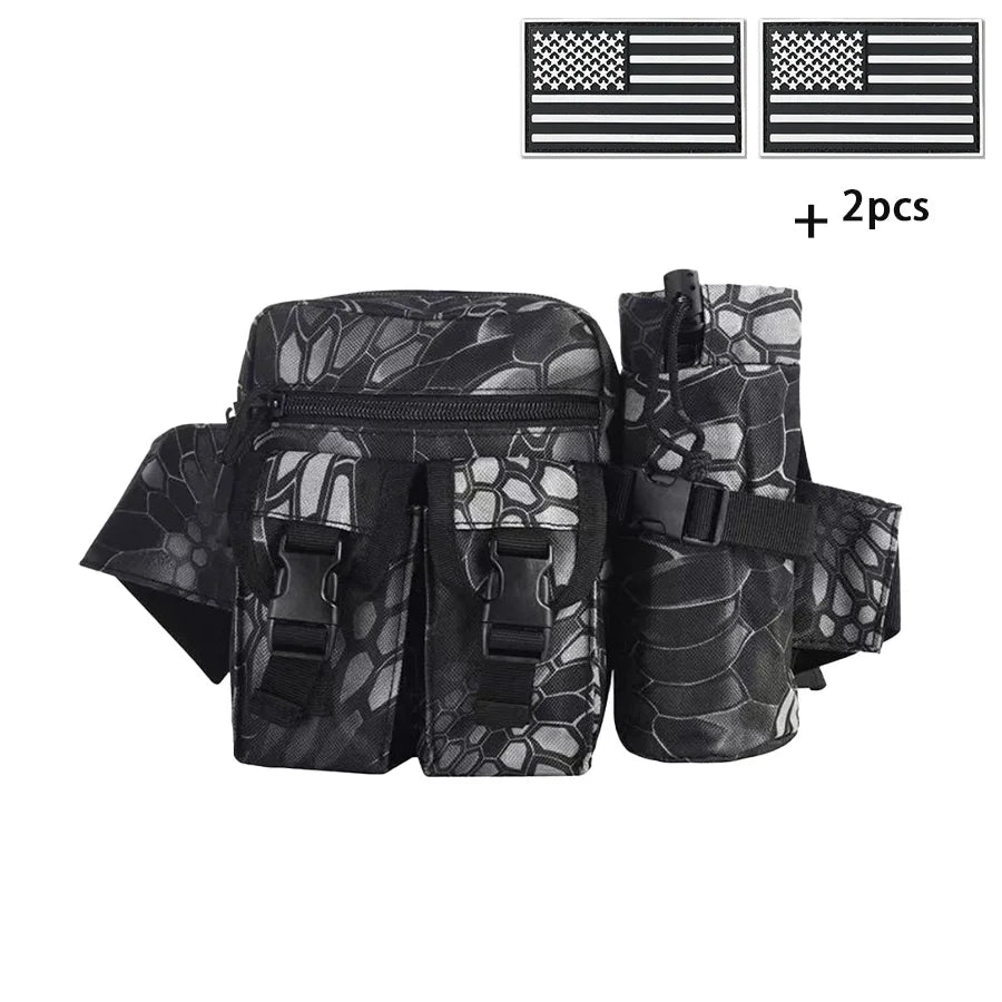 Comes with a multi-functional water bottle bag for practical fishing, hiking, and hunting. Comes with 2 badges as a gift
