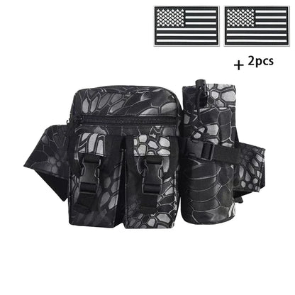 Comes with a multi-functional water bottle bag for practical fishing, hiking, and hunting. Comes with 2 badges as a gift