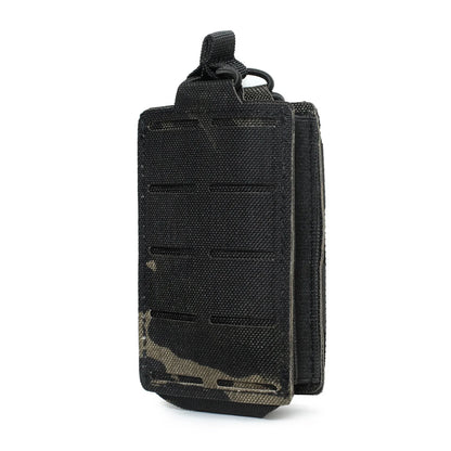 M4 M16 AR15 5.56mm Magazine Bag MOLLE Single Magazine Leather Case EDC Fanny Pack, Laser Cut Open