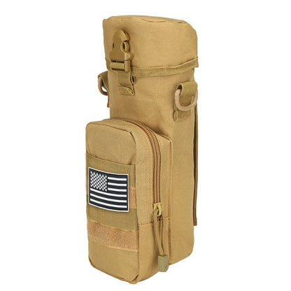 Single shoulder crossbody sports water bottle bag with a detachable cylindrical buckle design and front auxiliary pocket