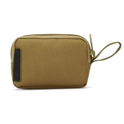 Nylon Double Zipper Pocket Coin Purse Men Tactical Outdoor Small Card Holder Keys Storage Belt Waist Bag Molle Pouch Lightweight