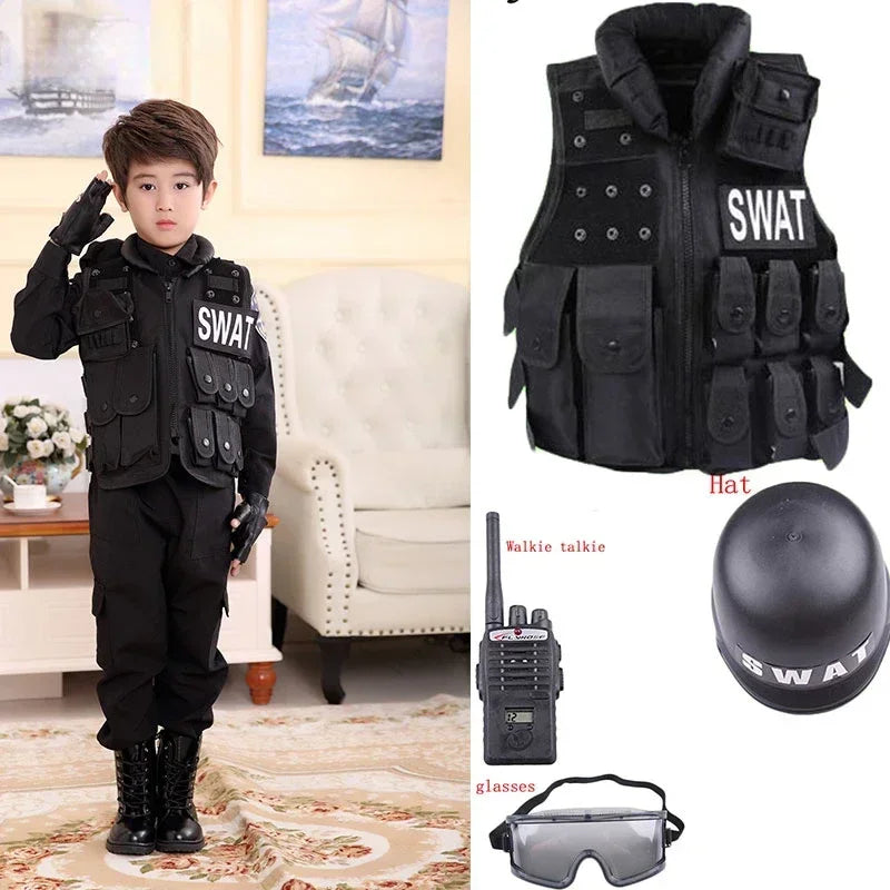 2026 Halloween Hunting Military Tactical Army Vest Kids Airsoft Gear Combat Armor Uniform Boy Girl Swat Police Outdoor