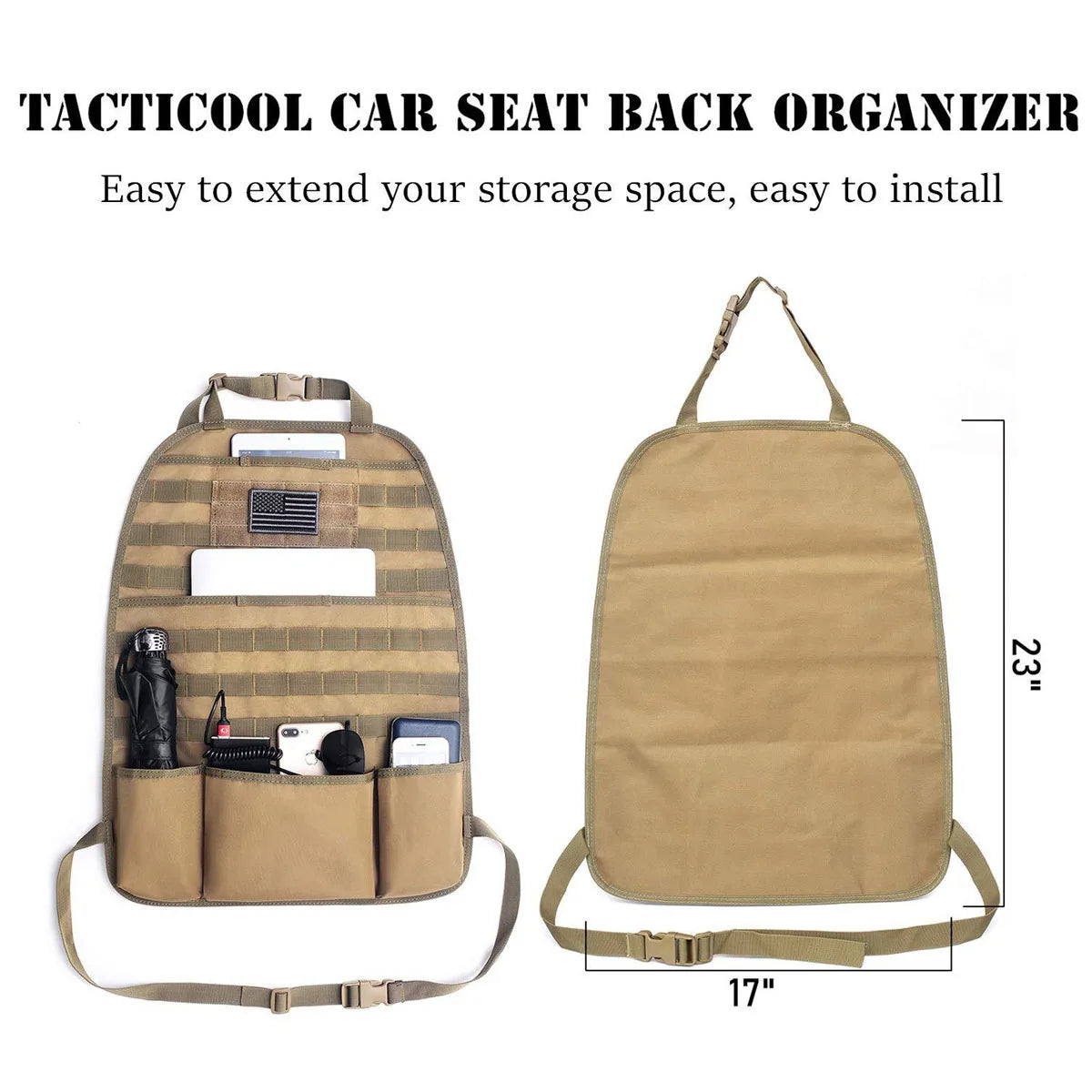 Molle Car Seat Back Organizer Panel Storage Pouch Universal Travel Vehicle Seat Cover Protector EDC Tool Bag Hunting Accessories