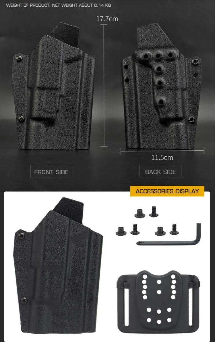 Kydex Tactical Gun Holster for Glock 17/19/19X/45 Compatible X300 Flashlight Hunting Shooting Airsoft Holster Quick Release Gear