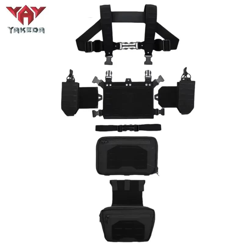 YAKEDA Tactical Chest Rig 1000D Laser-Cut Multifunctional Adjustable Tactical Outdoor Vest with Mag Pouches