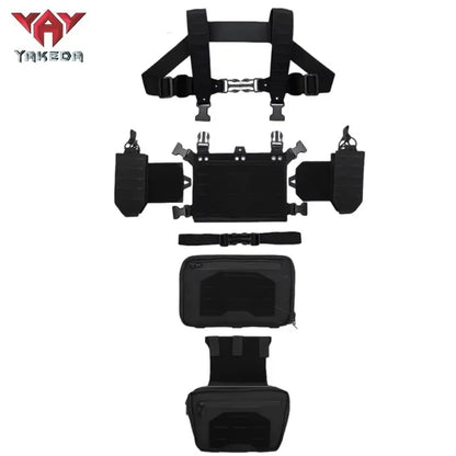 YAKEDA Tactical Chest Rig 1000D Laser-Cut Multifunctional Adjustable Tactical Outdoor Vest with Mag Pouches