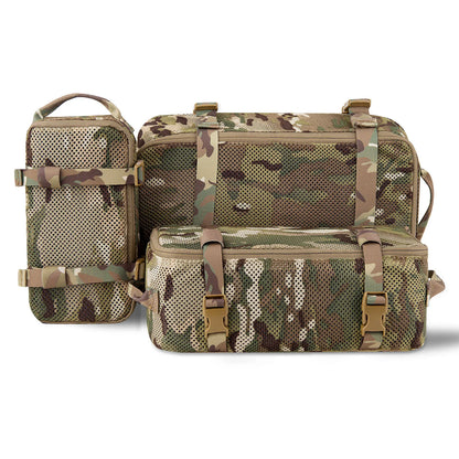 KRYDEX Tactical 3PCS Modular Mesh Pouch Set Outdoor Backpack Organizer Travel Suitcase Storage Bag Packing Cubes Hunting Gear