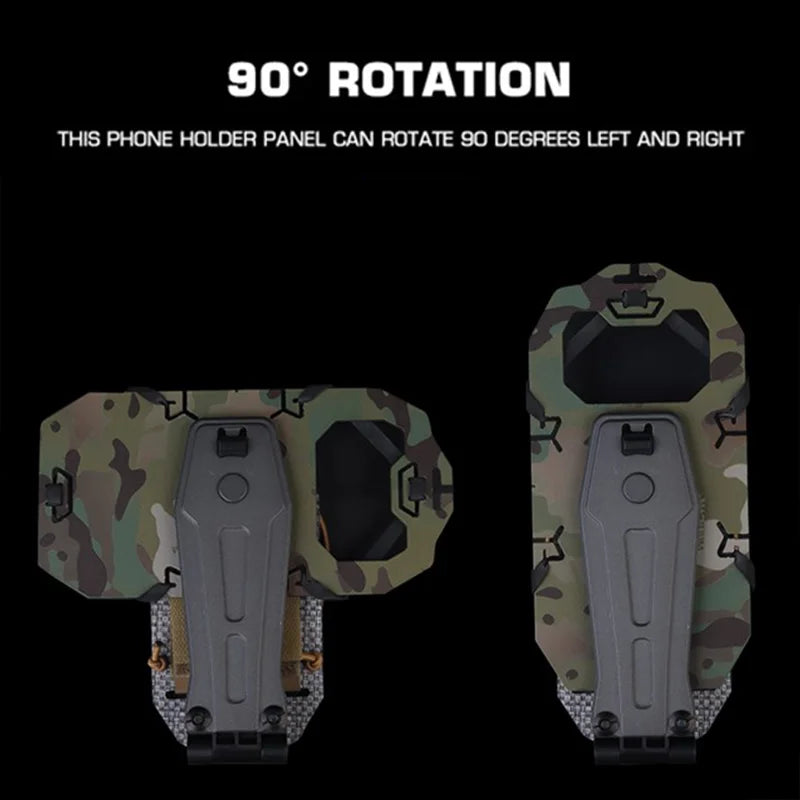 90° Rotating Foldable MOLLE Phone Holder Adjustable Elastic Mount for Large Smartphones Hunting Vest Plate Carrier Navigation