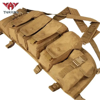Yakeda Tactical Chest Rig  Tactical Molle 6 Magazine Pouches Lightweight Outdoor Hunting Training Tactical Vest Chest Rig