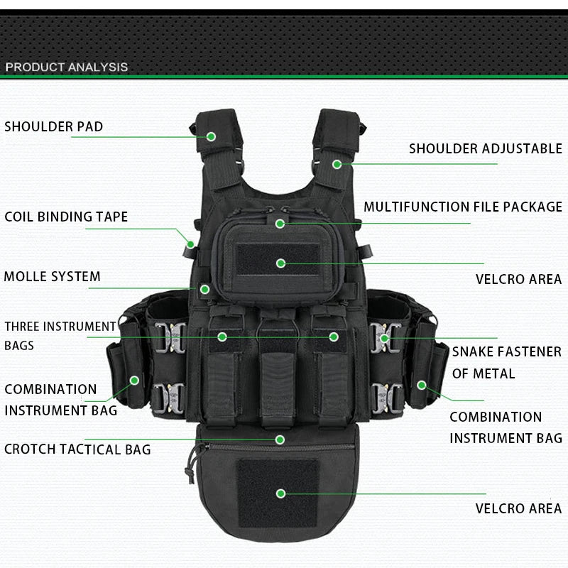 YAKEDA 8280 Multifunctional Full Protection Tactical Vest Snake Buckle Quick Release Outdoor Camouflage Tactical Vests