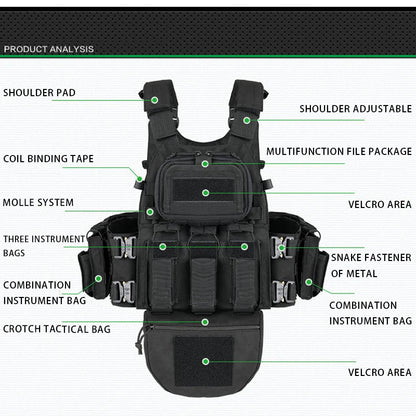 YAKEDA 8280 Multifunctional Full Protection Tactical Vest Snake Buckle Quick Release Outdoor Camouflage Tactical Vests