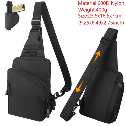 Tactical Pistol Bag Concealed Carry Crossbody Shoulder Holster Bag Quick Opening Gun Bag Sling EDC Pouch Chest Pack for Outdoor