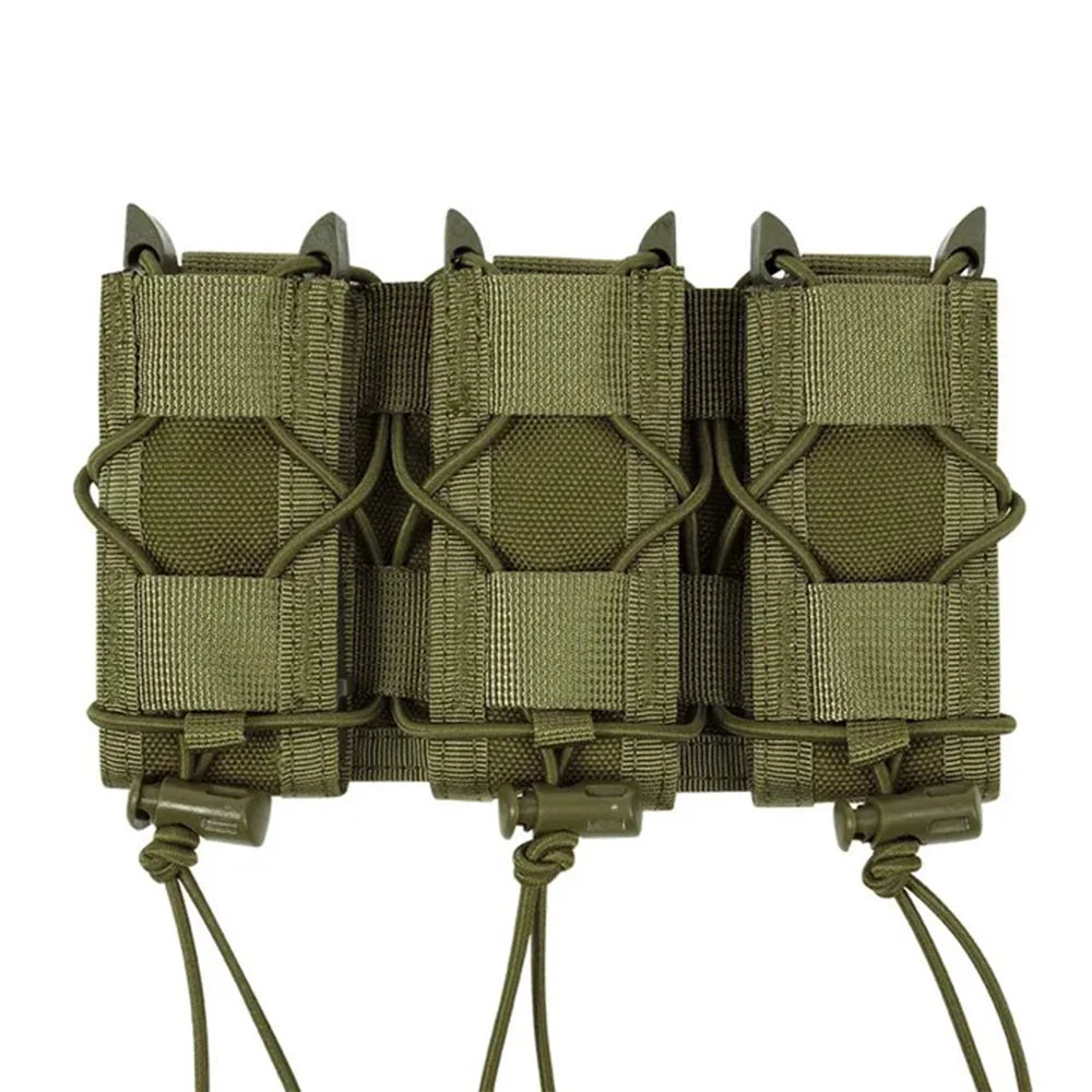 Tiger Style Short Triple Quick Draw 9mm Mag Pouch MOLLE Compatible Tactical Storage Pouch For Belt Vest Outdoor Airsoft Accessor