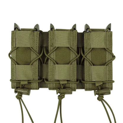 Tiger Style Short Triple Quick Draw 9mm Mag Pouch MOLLE Compatible Tactical Storage Pouch For Belt Vest Outdoor Airsoft Accessor