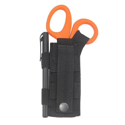 Tactical MOLLE Scissors Pouch EDC Waist Belt Bag Waterproof Multitool Flashlight Holder Outdoor Hunting Hiking Carry Case