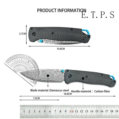 Lock Knives BM 535 Bugout Folding Pocket Knife Damascus Steel Carbon Fiber Handle Hunting Outdoor Knife Camping Survival Tools