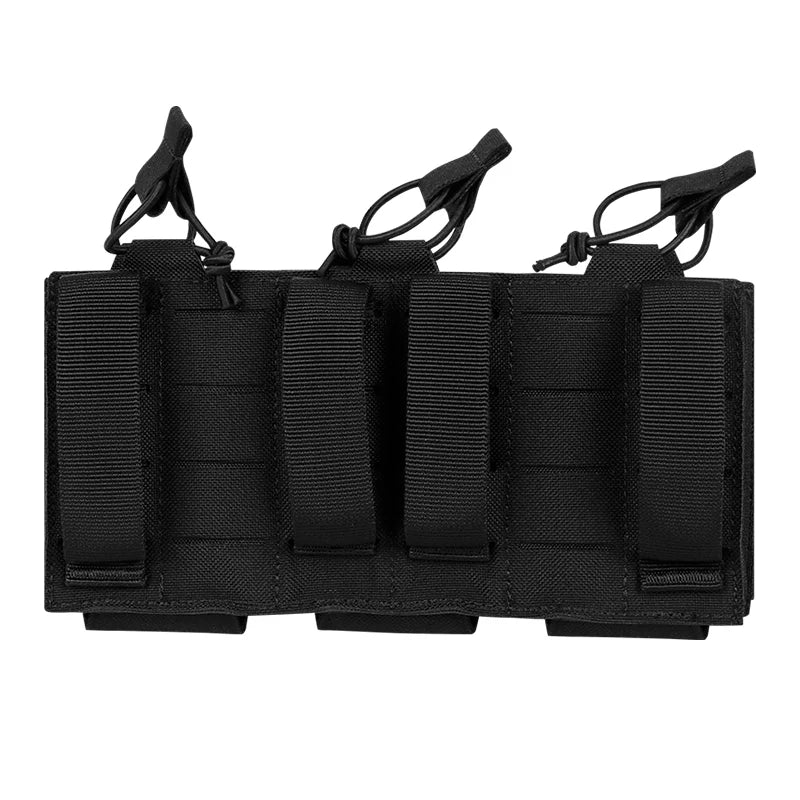 AG 3 MOLLE 5.56 M4 Triple Magazine Pouch Bungee Retention Tactical Vest K19 Plate Carrier Front Placard MAG Holder Bag Airsoft
