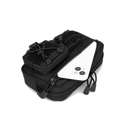 MOLLE Horizontal Admin Pouch EDC Utility Organizer Bag with Front Drawstring Pocket for Hiking Camping Travel