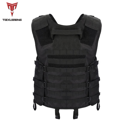 Tactical MOLLE Carrier Vest Lightweight Adjustable Waistcoat with Gear Pockets for Airsoft CS Wargame Hunting Outdoor Training
