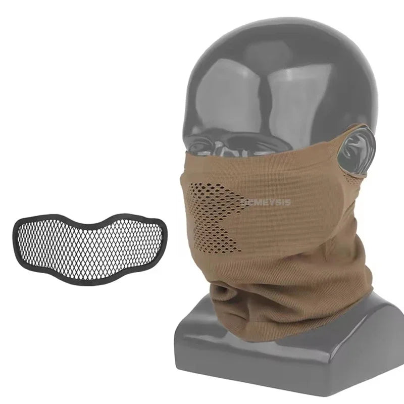Tactical Steel Mesh Face Mask Breathable Knit Neck Gaiter for Wargame Cosplay Shooting Outdoor Combat Training Gear