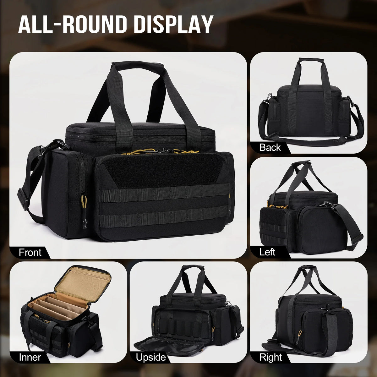 ONETIGRIS Range Bag, Hunting Shooting Range Bags for Handgun with 3 Removable Dividers Duffle Bag for Fishing, Hiking,Sports