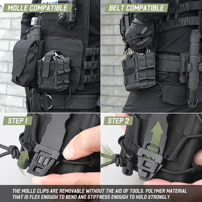 Tactical Molle Double Handcuff Holster Folding Rigid Handcuff Law Enforcement Cuff Holder Outdoor Handcuff Pouch for Duty Belt