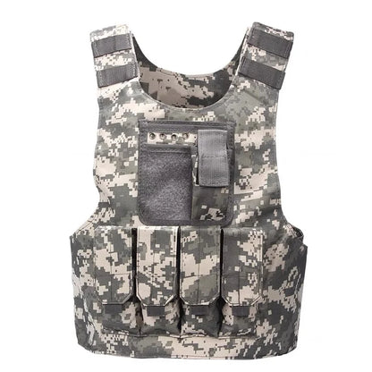 Kids Camouflage Vest Resistant Breathable Combat Vest With Multi Pocket Paintball Tactical Waistcoat CS Gear Sniper Uniform