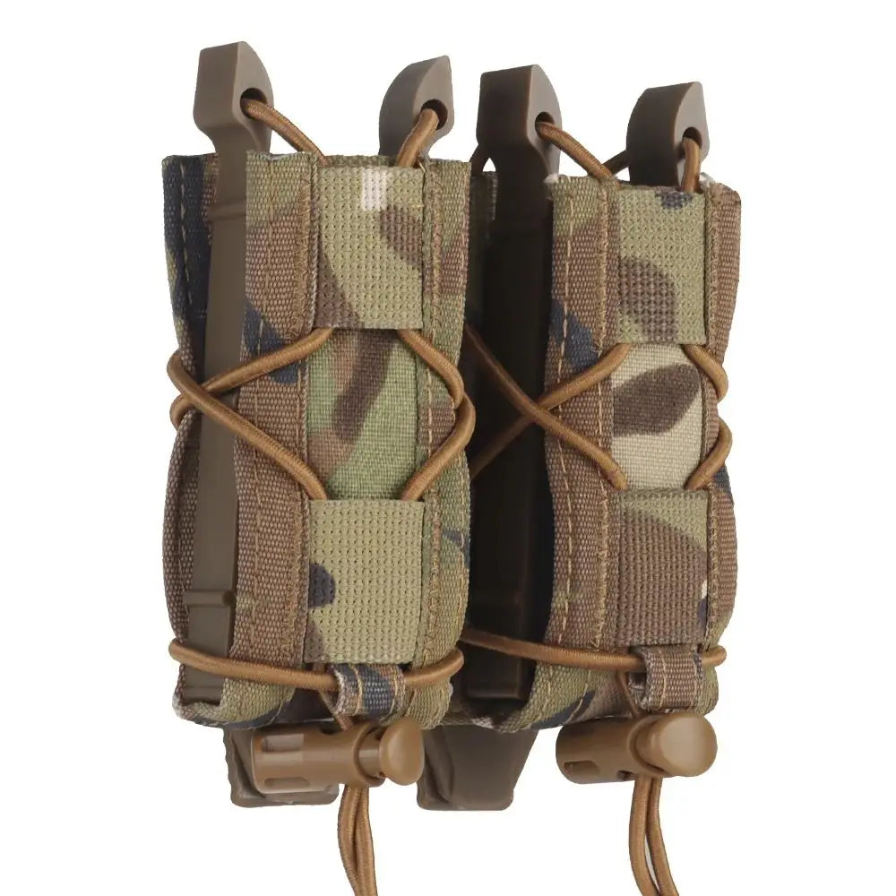 1pc MOLLE Mag Pouch FAST 9MM Double Mag Bag Hunting CS Games Air Soft Holder With Nylon Support Clip