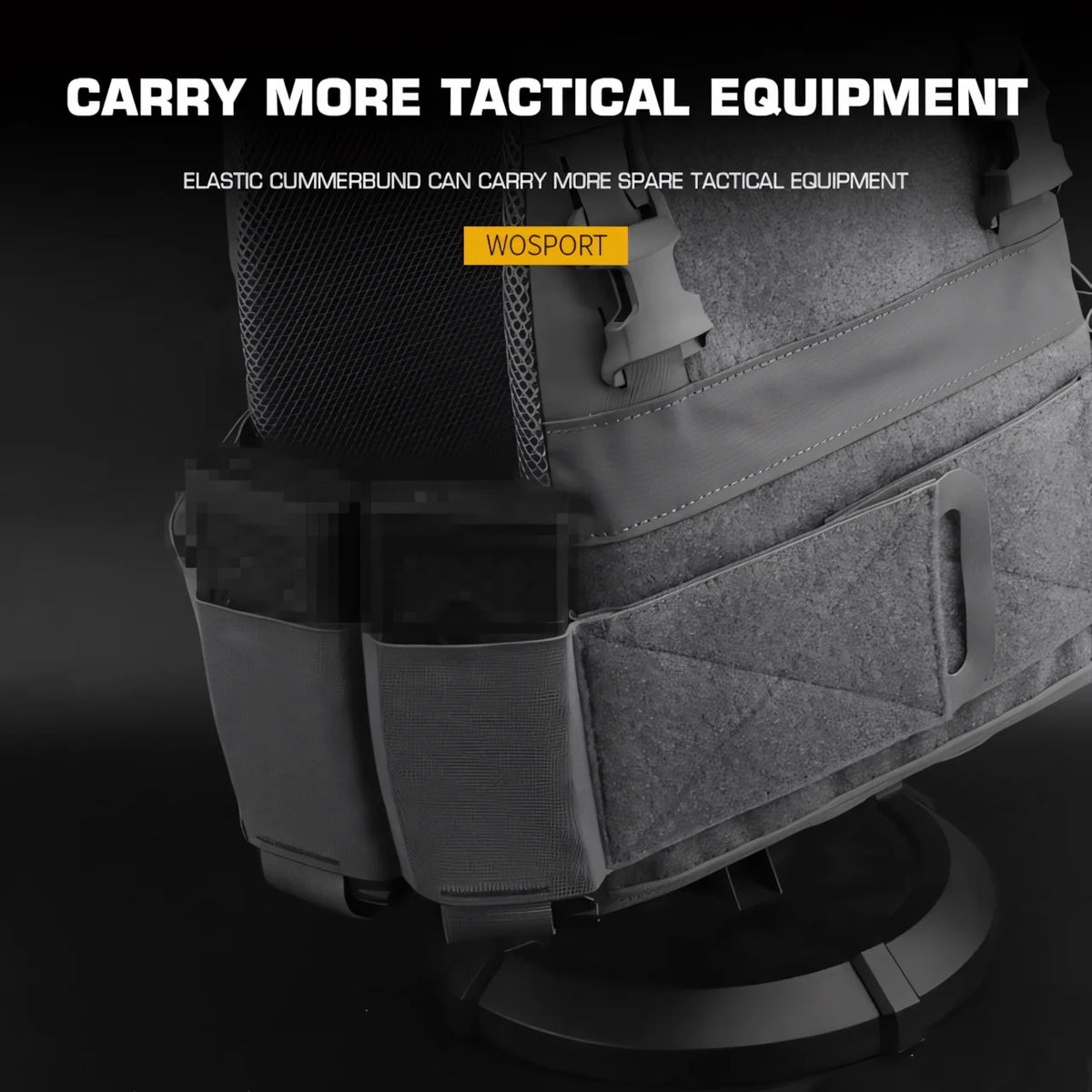 Wosport FCPC Plate Carrier Lightweight Cordura Tactical Vest with Velcro Panels Elastic Side Cummerbund 25mm Buckle for Airsoft