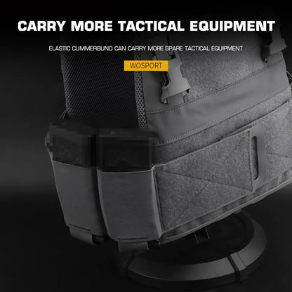 Wosport FCPC Plate Carrier Lightweight Cordura Tactical Vest with Velcro Panels Elastic Side Cummerbund 25mm Buckle for Airsoft