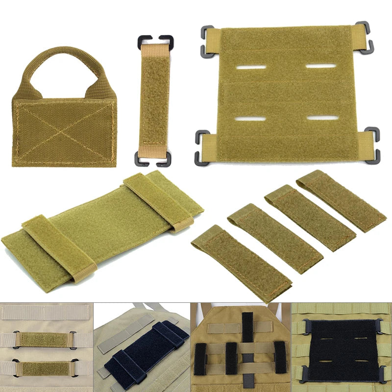 Molle Vest accesories Tactical Patches Adapter Backpack MOLLE Hook&Loop Panel Converter Ribbon Strip For Attching ID Patches