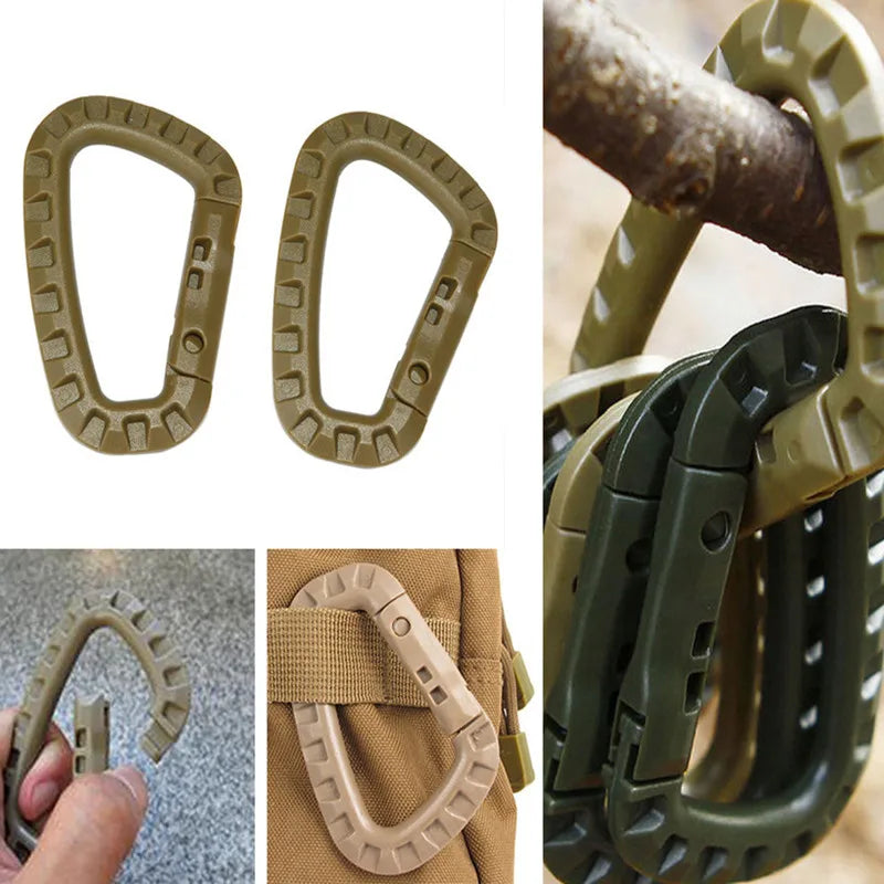 4Pcs Tactical Carabiner Clip Set Outdoor Steel Hook Camping Lock Daily Key Chain Keychain Buckle Backpack Bag Karabiners