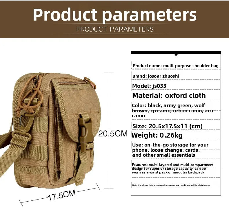 Tactical Waist Bag Molle System Outdoor Crossbody Sling Bag Oxford Cloth Multi-pocket Shoulder Pack for Hiking Camping Travel
