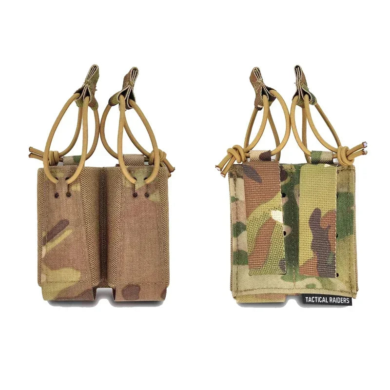 Tactical 9mm Double Mag Bag Airsoft Magazine Pouch Holster Carrier Elastic Sundry Molle Pouch Equipment