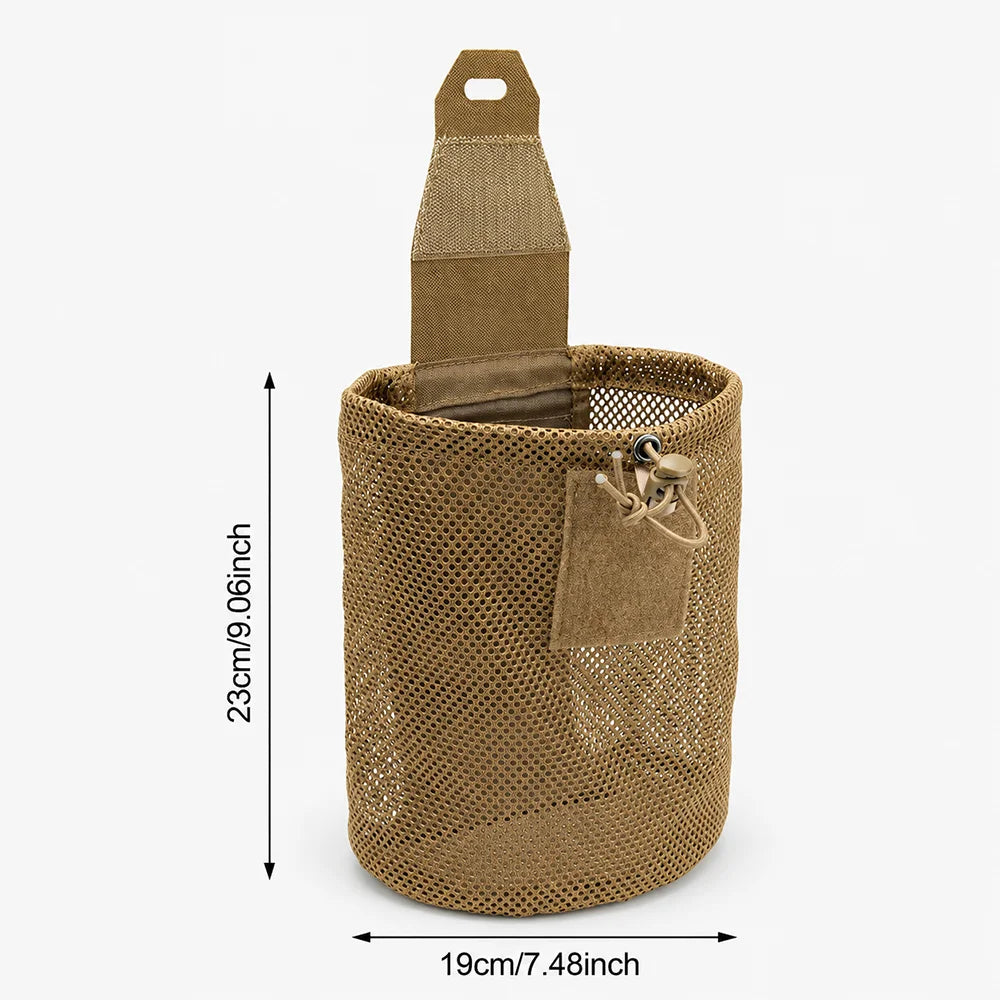 Tactical Foldable Mesh Pouch Dump Bag Waist Mount Drawstring MOLLE Mini Carrier EDC Outdoor Sports Camping Hunting Bags