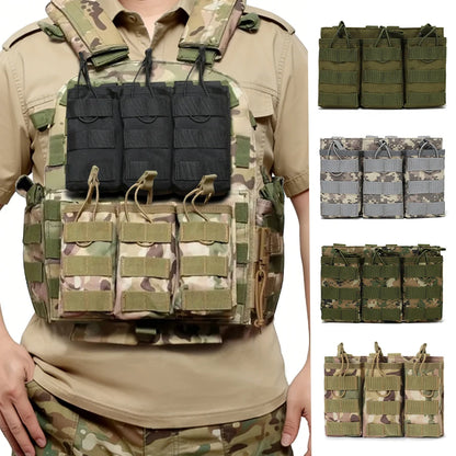 Triple bag Molle bag made of Oxford cloth material, durable and suitable for outdoor and vest mounting