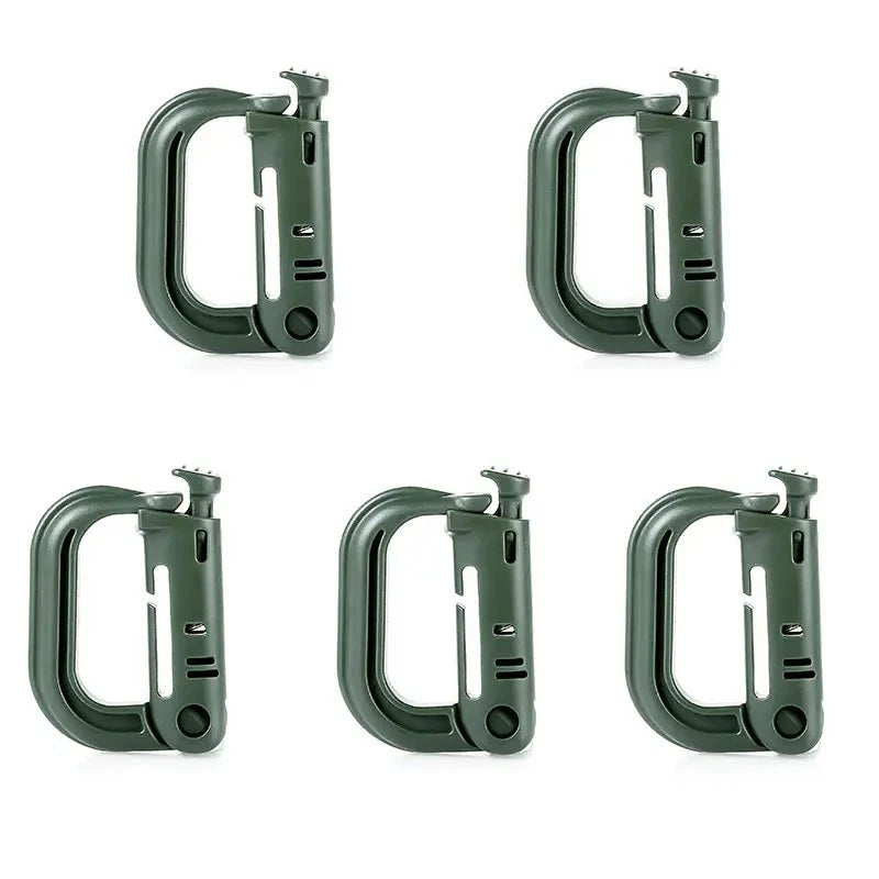 5Pcs Plastic D-Ring Tactical Carabiner Grimlock Lock Hard Hook Buckle Clip For Molle Webbing Accessories Backpack/Pouch/Bag/Belt