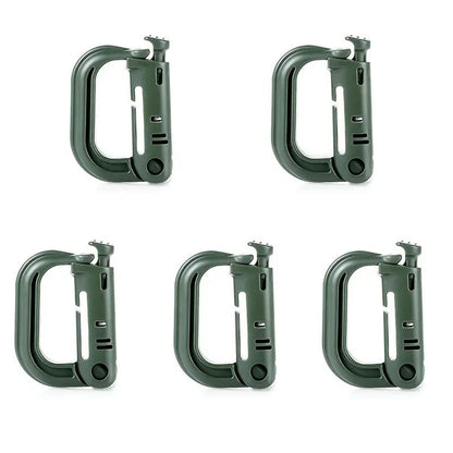 5Pcs Plastic D-Ring Tactical Carabiner Grimlock Lock Hard Hook Buckle Clip For Molle Webbing Accessories Backpack/Pouch/Bag/Belt