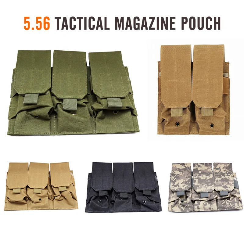 Utility Tactical MOLLE Magazine Pouches Triple&Double Shooting Mag Pouch Wargame Paintball 5.56/7.62 Mag Bag for M4 AR15 Ak47