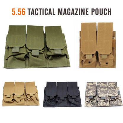 Utility Tactical MOLLE Magazine Pouches Triple&Double Shooting Mag Pouch Wargame Paintball 5.56/7.62 Mag Bag for M4 AR15 Ak47
