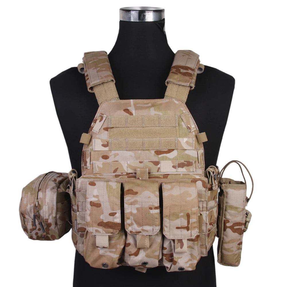 Emersongear For LBT6094 Style Plate Carrier W/3 Pouches Hunting Vest Protective Gear Body Guard Armor Hiking