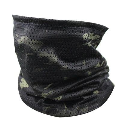 Large Mesh Windproof Neckerchief Camo Mask Neck Gaiter Cover Face Bandana Sun Cool Breathable Cycling Hiking Camping Tube Scarf
